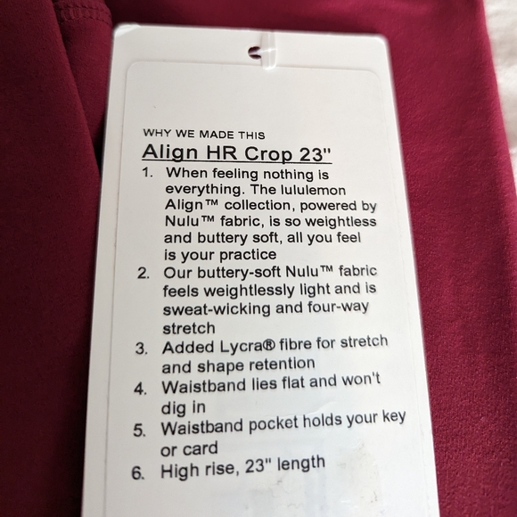 Brand New Lululemon Align Cropped Leggings (Size 6, 23") - Picture 2 of 5